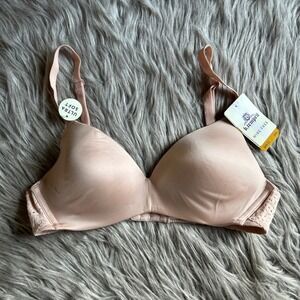 b.tempt'd By Wacoal Wirefree Lightly Lined Bra Women Size 34A Pink Lace Wireless